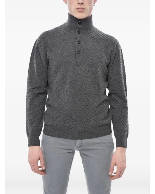 Paolo Pecora Gray Half-Button Sweater for men
