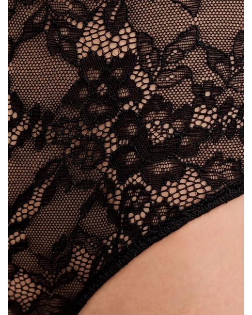 Guess Black Lace-Overlay Bodysuit