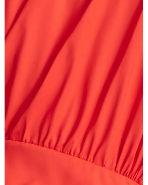 Tadashi Shoji Red One-Shoulder Ruffled Dress