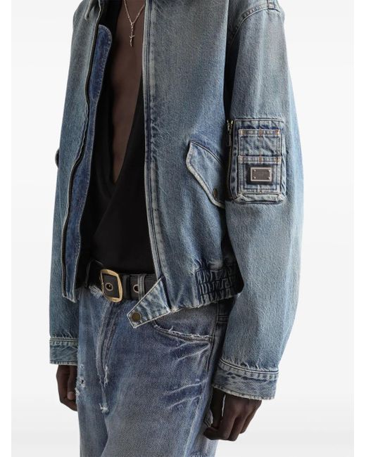 メンズ Dolce & Gabbana ロゴ デニムジャケット Blue