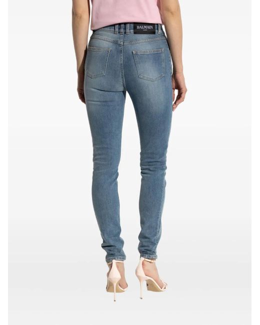 Balmain Blue Whiskering-Effect Jeans