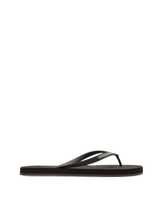 DSquared² Brown Logo-Print Flip-Flops for men