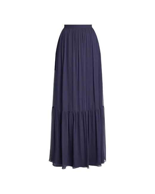 Erdem Blue Tiered-Hem Maxi Skirt