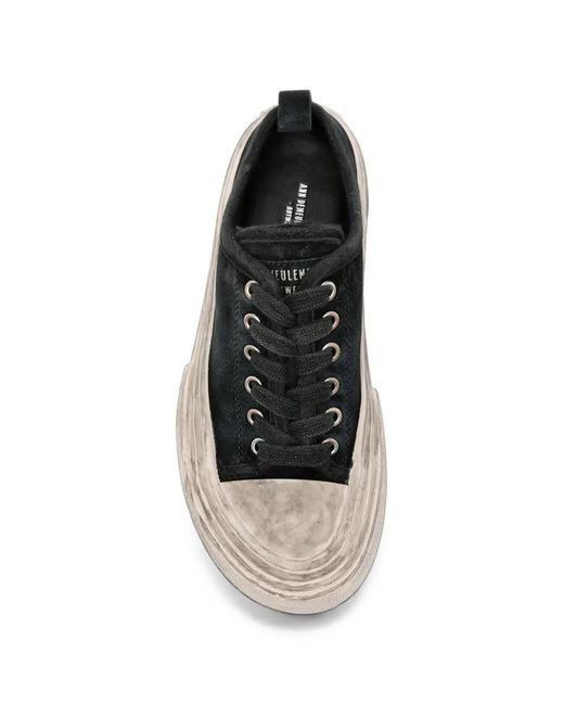 Ann Demeulemeester White Distressed-Effect Lace-Up Sneakers