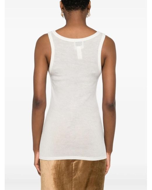 Forte Forte White Wool Ribbed American Tank Top