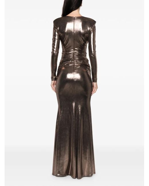 Cristallini Brown Liora Knot Long-Sleeve Maxi Dress