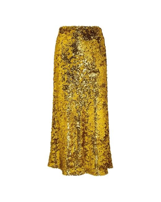 Roberto Cavalli Yellow Sequin-Embellishment Midi Skirt