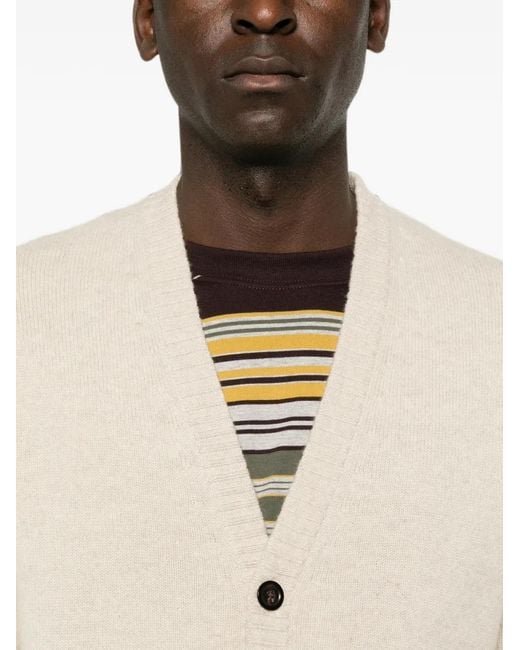 Bompard White V-Neck Cashmere Cardigan for men