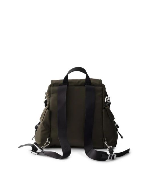 Prada Black Explore Re-Nylon And Leather Backpack for men