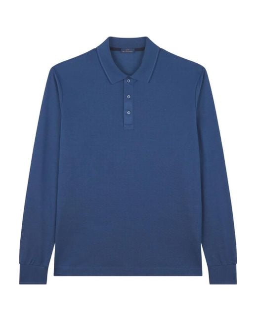 Paul & Shark Blue Shark Fin-Embroidery Polo Shirt for men