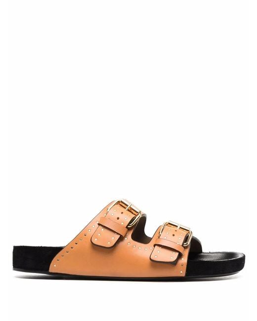 Isabel Marant Orange Lennyo Studded Leather Sandals