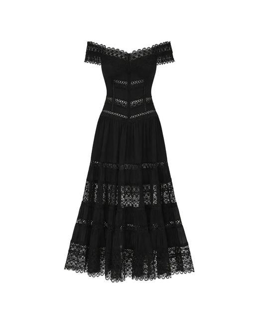 Charo Ruiz Black Amaira Lace Tiered Dress