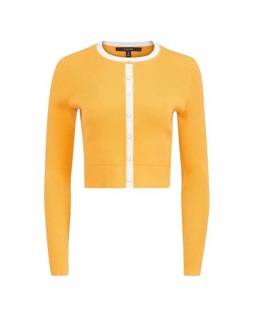 Toccin Yellow Ribbed Cropped Cardigan