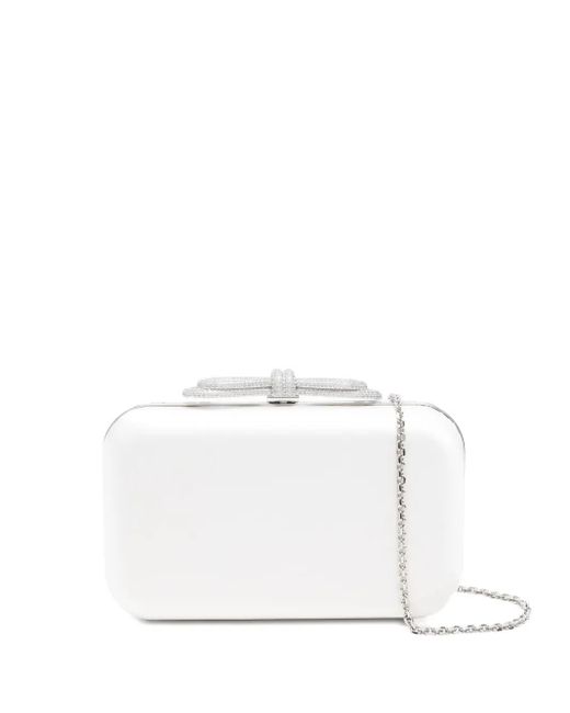 Mach & Mach White Clutch mit Kristallverzierung