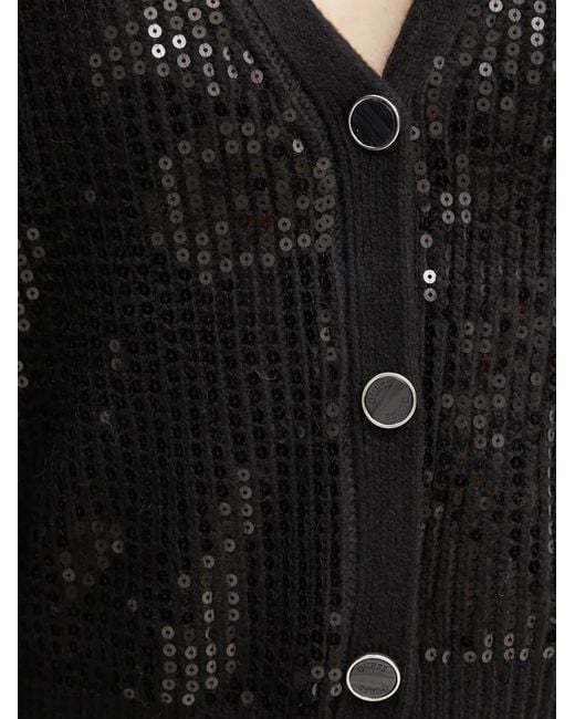 Guess Black Sequin-Embellished V-Neck Cardigan