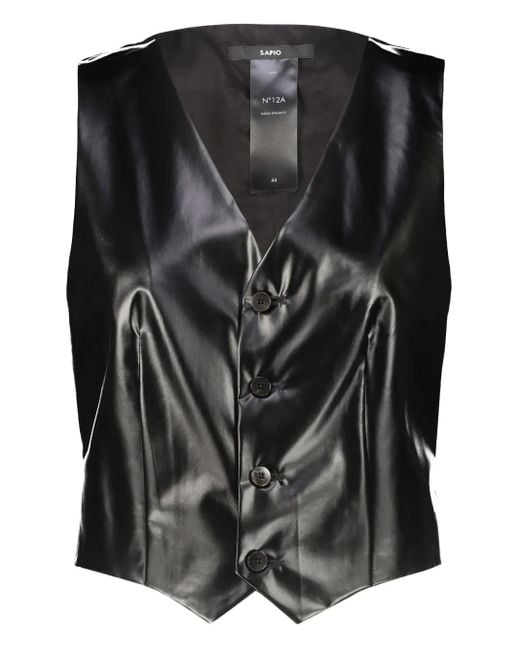 SAPIO Black Coated Buckle Waistcoat