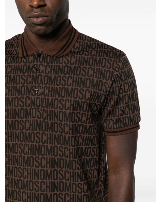Moschino Shirt Met All-over Logo in het Black voor heren