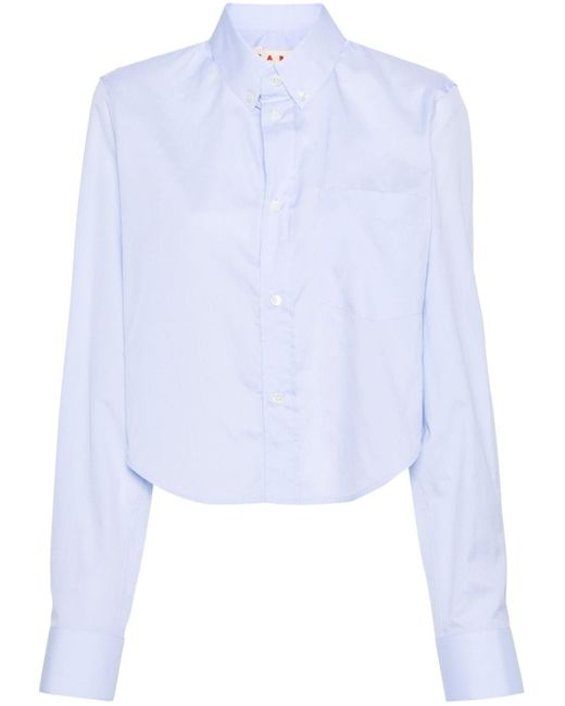 Camisa corta con logo bordado Marni de color White