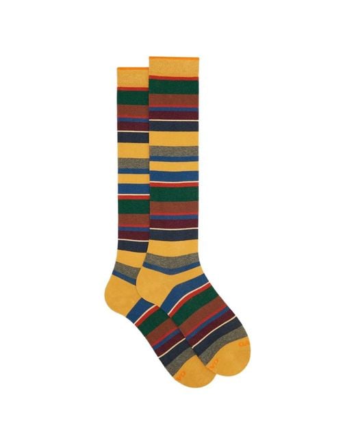 Gallo Yellow Horizontal-Stripe Socks for men