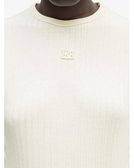 Wales Bonner White Ribbed Logo-Patch Top