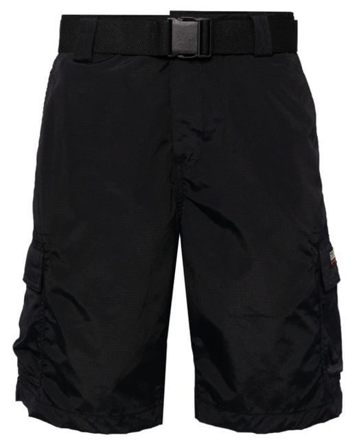 Napapijri Black Smith Belted Cargo Shorts for men