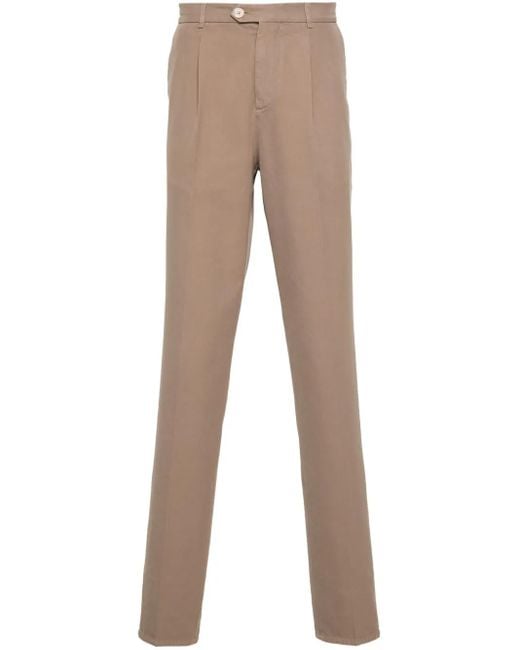 Brunello Cucinelli Hose Mit Bügelfalten in Natural für Herren