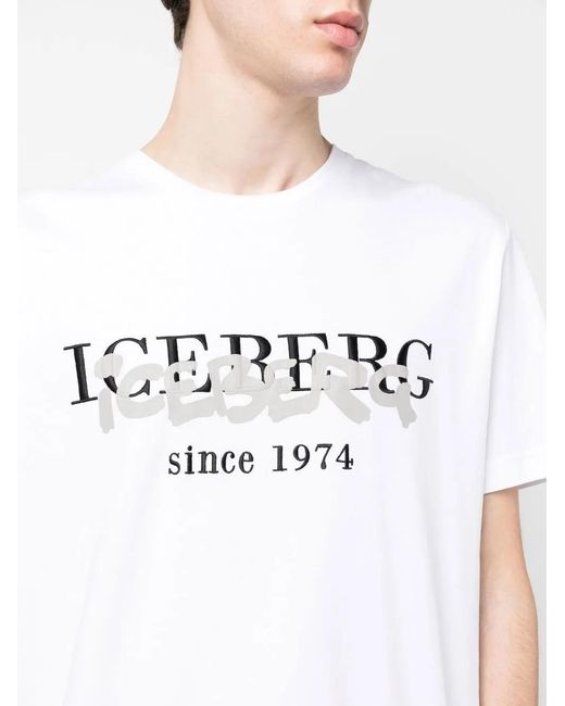 Iceberg White Logo-Print Short-Sleeved T-Shirt for men