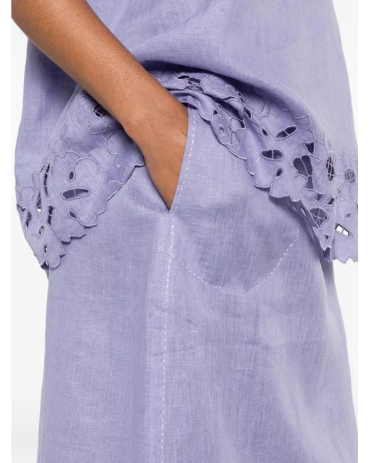 Vita Kin Purple Galatea Broderie-Anglaise Midi Skirt