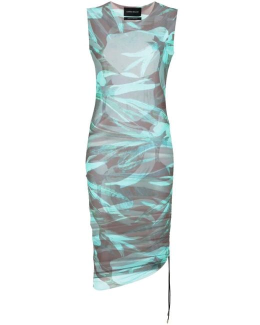 Louisa Ballou Blue Heatwave Floral-Print Dress