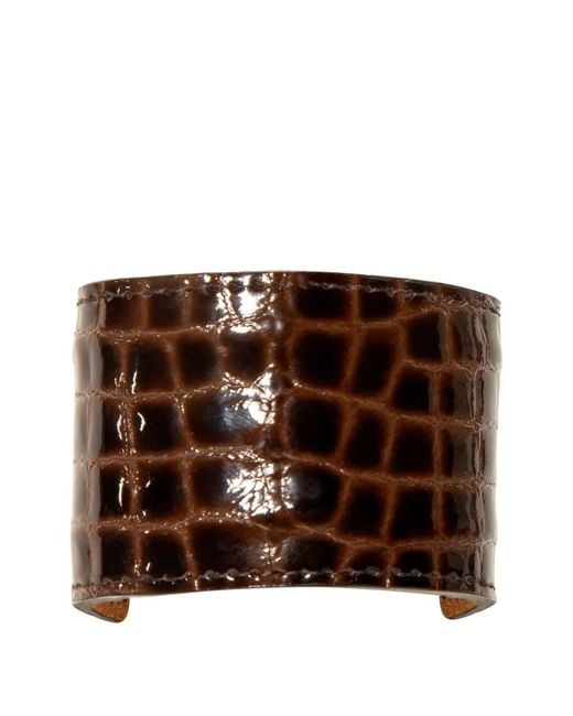 Jennifer Behr Brown Embossed Leather Hair Clip