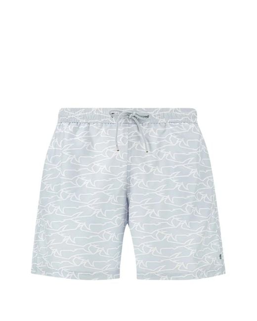 Paul & Shark Blue Sharks Waves Print Swimwear for men