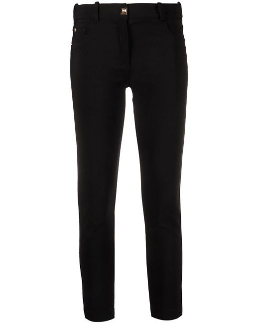 Elisabetta Franchi Low-rise Skinny Cropped Trousers in Black | Lyst UK