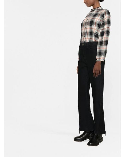 Woolrich Black Check-Print Ruffle Shirt