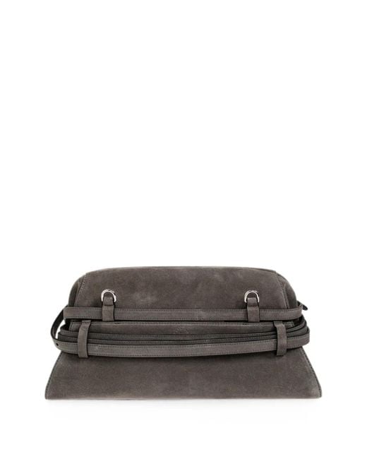 Moschino Gray Large Tie Me Clutch Bag