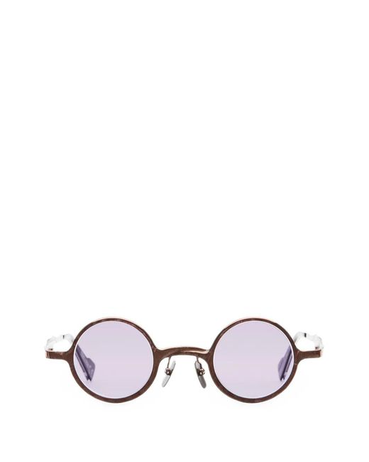 Kuboraum Brown Round-Frame Textured Sunglasses for men