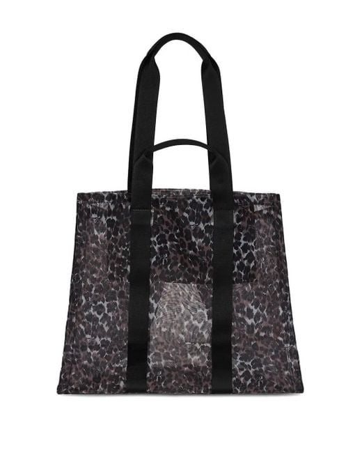 Karl Lagerfeld Black K/Signature Leopard-Print Beach Bag
