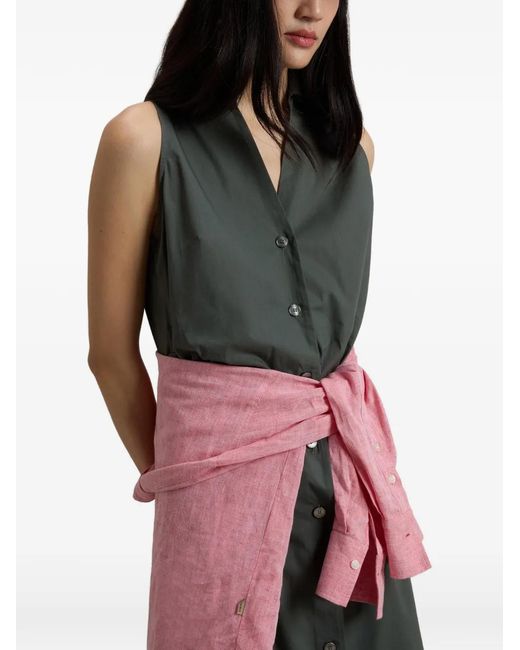 Woolrich Green Button Belted Midi Dress