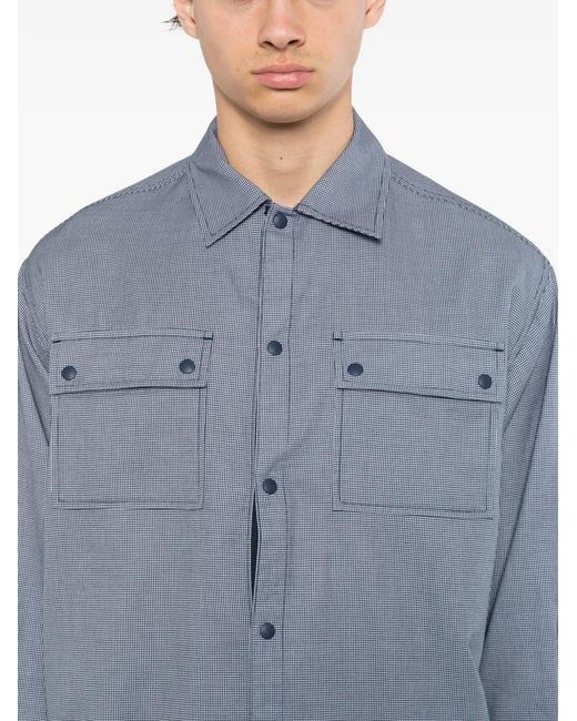 SPORT b. by agnès b. Blue Logo-Patched Checked Shirt for men
