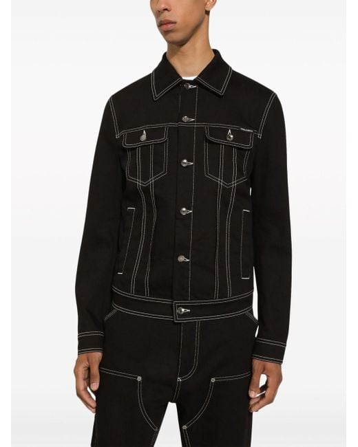 Giacca denim con dettaglio cuciture di Dolce & Gabbana in Black da Uomo