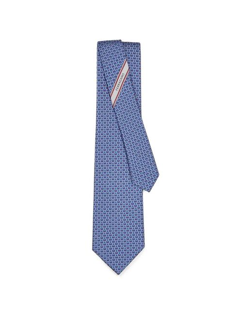 Ferragamo Blue Gancini Jacquard Tie for men