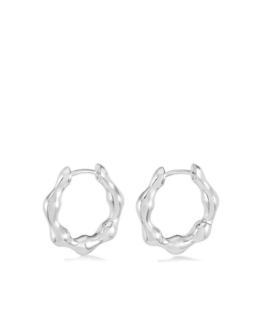 Dower & Hall White Hinged Huggie Hoop Earrings