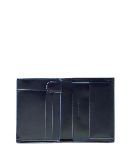 Piquadro Blue Trifold Leather Wallet