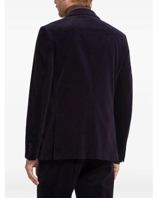 Zegna Blue Corduroy Single-Breasted Blazer for men