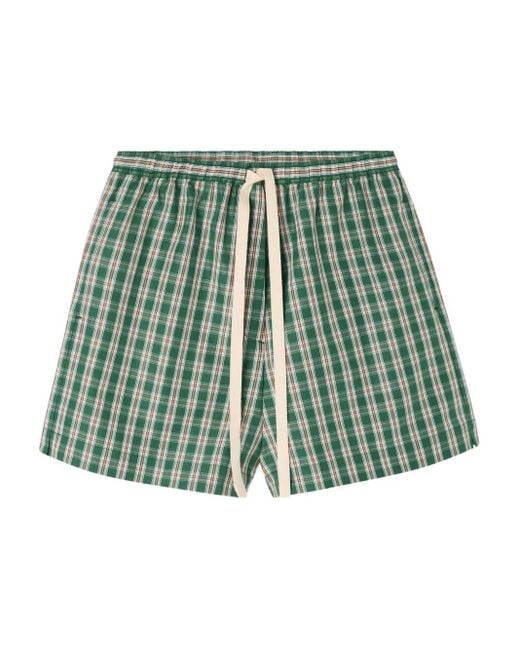 Lee Mathews Green Gordon Checked Drawstring Shorts