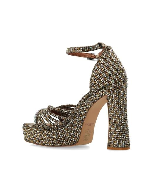 Kurt Geiger Metallic Crystal Strap Platform Sandals