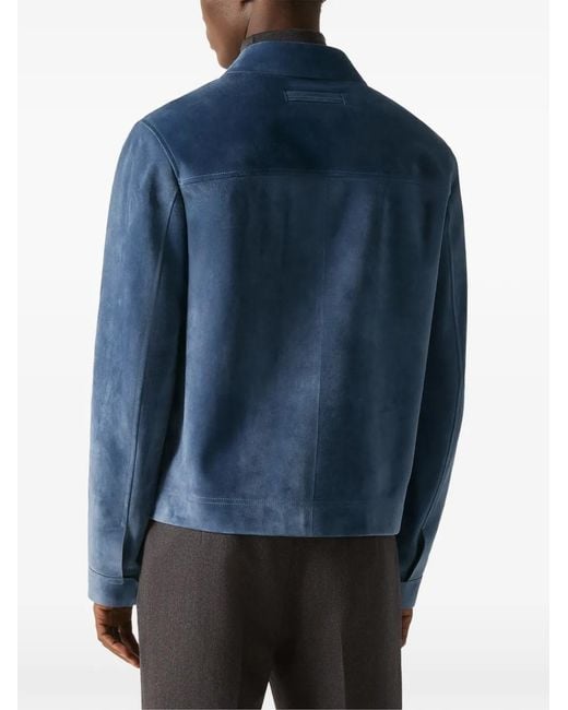 Zegna Blue Light Suede Blouson for men