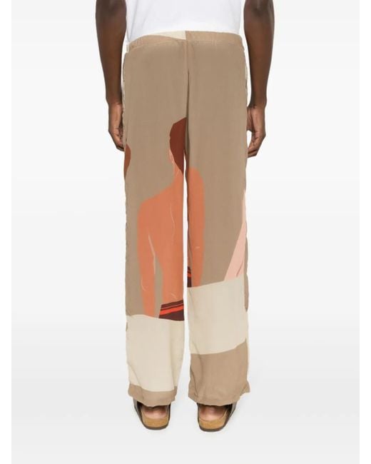 Pantaloni Dritti Con Stampa Grafica di Amir Slama in Brown da Uomo