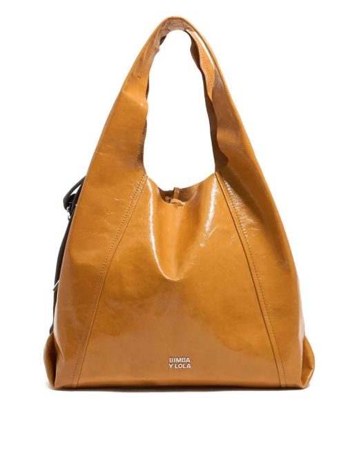 Bimba Y Lola Brown Large Paper Leather Shoulder Bag