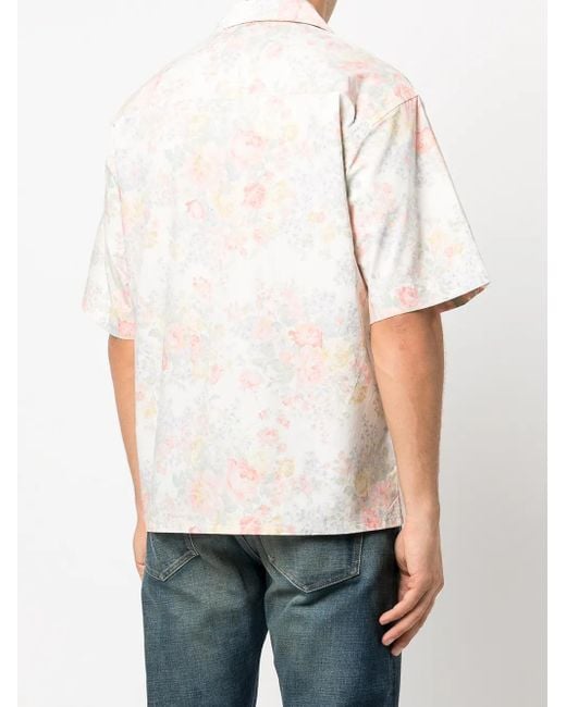 John Elliott White Shortsleeved Floral-Print Shirt for men