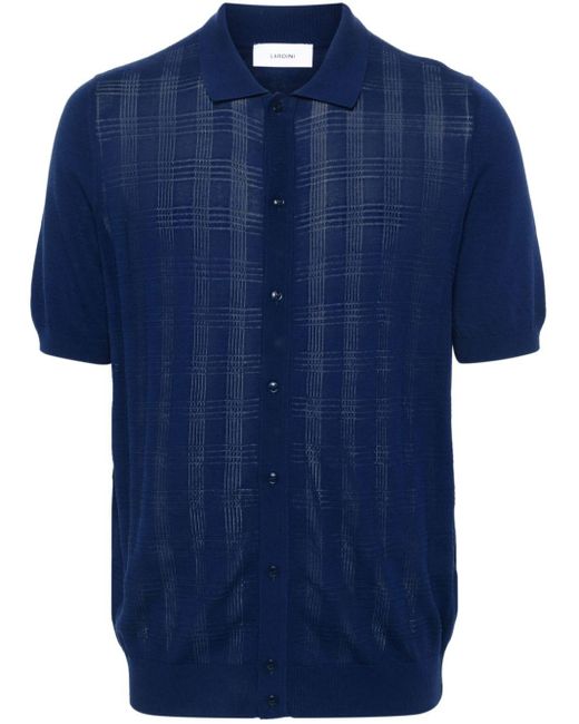 Lardini Blue Check-pattern Cotton Polo Shirt for men
